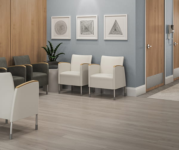 New Jersey healthcare office furniture by Allsteel in a medical reception area