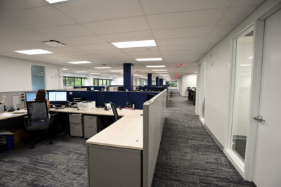 Open Floor Plan Work Space with Workstations and Partitions