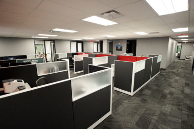 Open Floor Plan Work Space with Workstations and Partitions