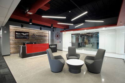 Lobby Waiting Area with Lounge Chairs and Tables