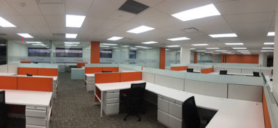 Open Floor Plan Work Space with Workstations and Partitions