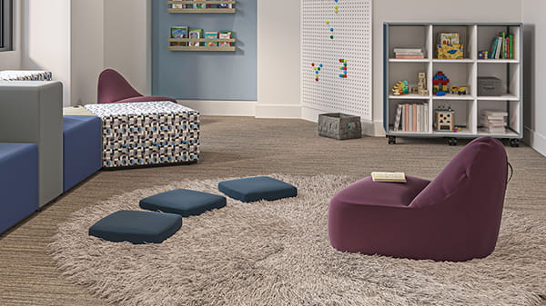 Modern school furniture setup with teacher desks