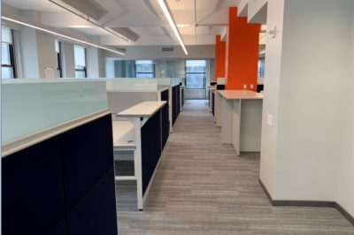 Open Floor Plan Work Space with Workstations and Partitions
